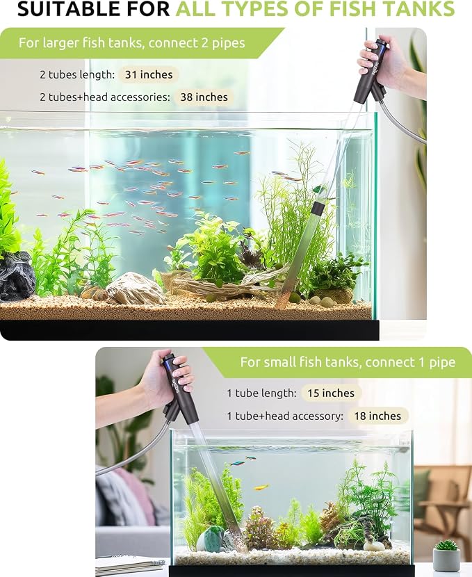 SEAOURA Aquarium Vacuum Gravel Cleaner Adjustable, Aquariums Siphon Fish Tank - Image 8