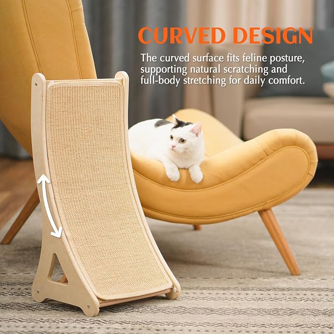 PETKARAY Curved Cat Scratcher, Sisal Kitty Scratching Ramp, L Shape Scratch Pad - Image 4