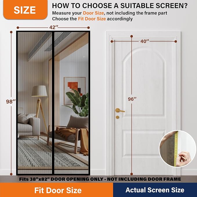 Magnetic Screen Door, Heavy Duty Door Screen Magnetic Closure Keep Bugs Out - Image 2
