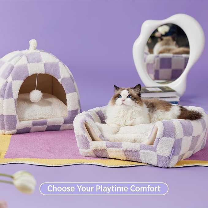 Lesure Cute Cat Beds for Indoor Cats - 2 in 1 Large Cat Cave Bed - Image 3