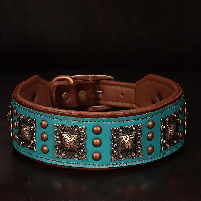 PET ARTIST Soft Padded Leather Dog Collar, 2 inch Wide Genuine Leather Dog - Image 8