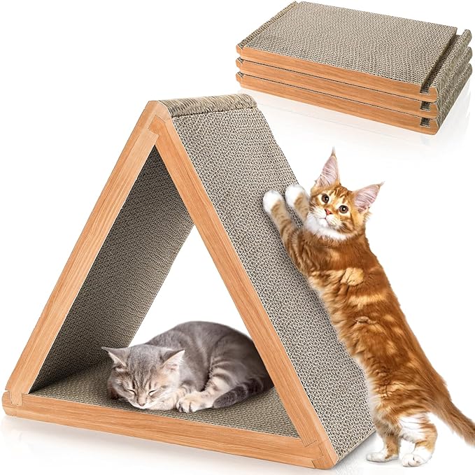 Nicunom 3-Sided Vertical Cat Scratching Post, Cat Scratcher Foldable, Triangle by Nicunom