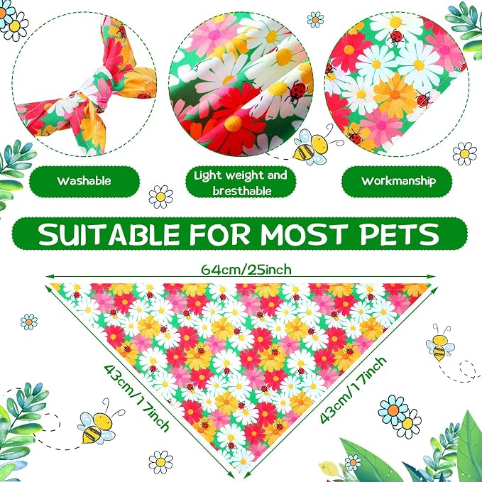 Eccliy 30 Pack Flower Dog Bandanas Bulk Summer Soft Triangle Dog Scarfs - Image 2