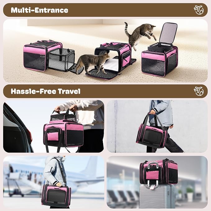 Top and 2 Sides Expandable Pet Carrier 17x11x9.5, TSA Airline Approved Small - Image 6