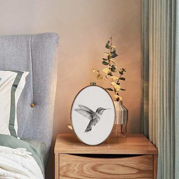 DILSJ Vintage Hummingbird Sketch Oval Wall Art Decor, Rustic Farmhouse - Image 4