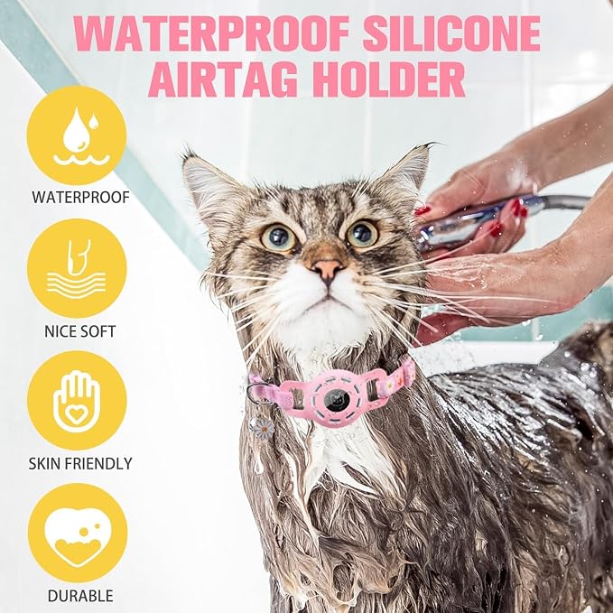 BINGPET AirTag Cat Collar with Bells, Upgraded Safety Elastic Collar with - Image 5
