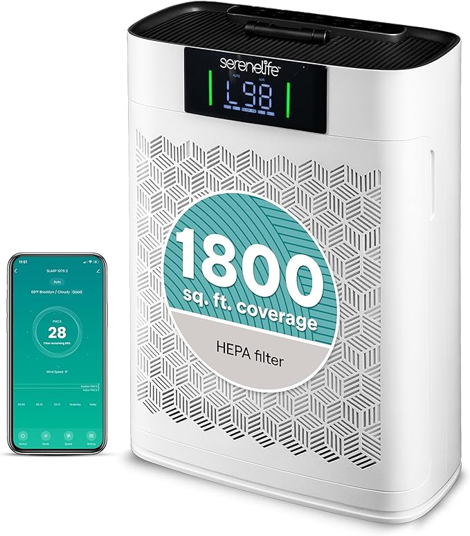 SereneLife HEPA Air Purifier for Home – Smart WiFi & App Control, Ultra-Quiet by SereneLife