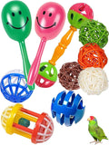 10-Pack Bird Toys for Parrots – Natural Rattan & Plastic Bell Balls – Safe by DIYUQISHI