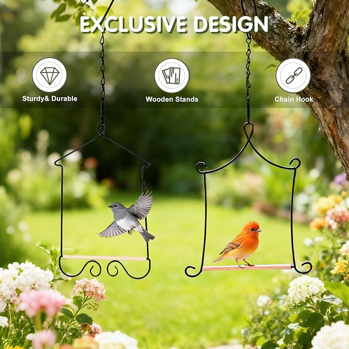4PK Metal Frame Hummingbird Swings and Perches - Image 5