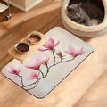 Pink Magnolia Feeding Mat, Vintage Flowers Absorbent Quick-Dry Cat Dog Food and by Unknown