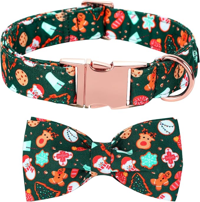 Christmas Dog Collar, Cute Winter Holiday Collars Green Christmas Tree and by BoboRainbow
