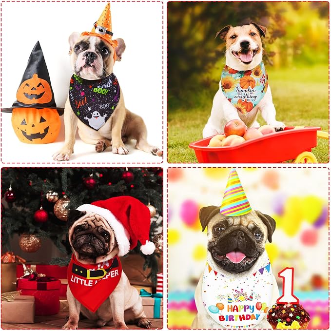 Weewooday 9 Pcs Holiday Dog Bandanas St' Patrick's Day Easter Bandanas Birthday - Image 7