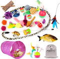 MIBOTE 28Pcs Cat Toys Kitten Toys Assorted, Cat Tunnel Catnip Fish Feather by MIBOTE