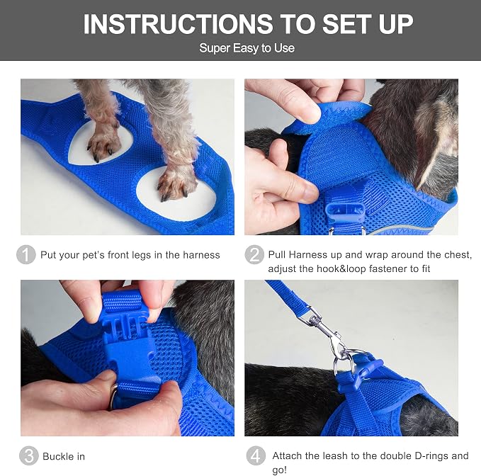 Fida Comfy Dog Harness with Leash, Soft Puppy Vest Escape Proof, Breathable - Image 5