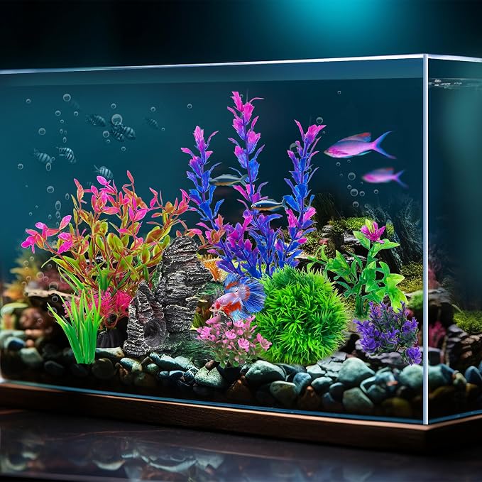 Ameliade Aquarium Artificial Plastic Plants Decorations and Rock Cave Decor Set - Image 8