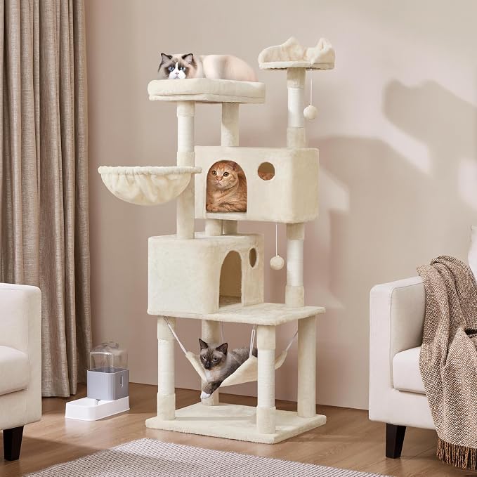 Yaheetech 64.5in Cat Tree Cat Tower Scratching Post, Plush Cover Cat Condo Bed - Image 2