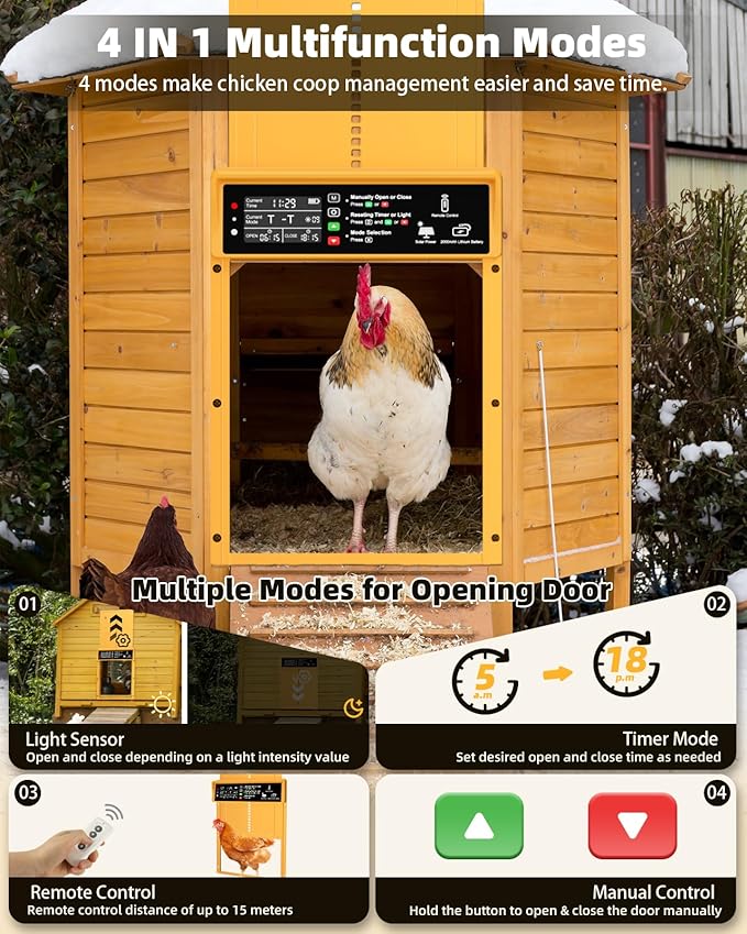 2025 Upgrade 7W Solar Power Chicken Door, Pet Deluxe Automatic Chicken Coop Door - Image 2