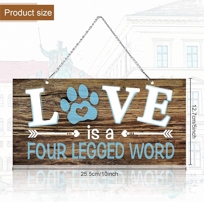 Dog Wall Decor Room Love Is a Four Legged Word Pet Paw Sign Dog Vintage Metal - Image 2