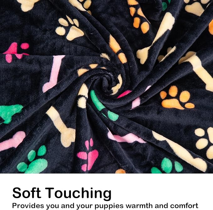 Dono 1 Pack 6 Blankets for Dogs, Soft Fluffy Paw Print Pattern Fleece Pet - Image 4