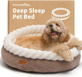 FUKUMARU Dog Bed, Calming Donut Dog Beds, Plush Faux Fur&Corduroy Cat Beds by FUKUMARU