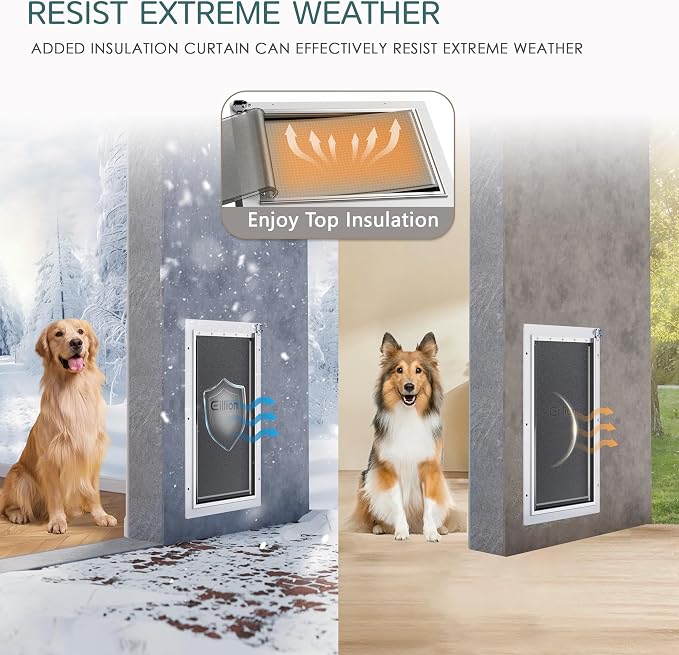 3-Flap Pet Door for Wall Dog Door for Wall Exterior, Large Doggie Door - Image 4