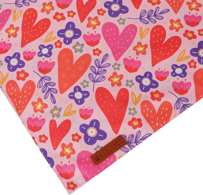 ADOGGYGO Valentines Dog Bandana 2 Pack, Heart and Floral Print Puppy Scarf Bib - Image 6