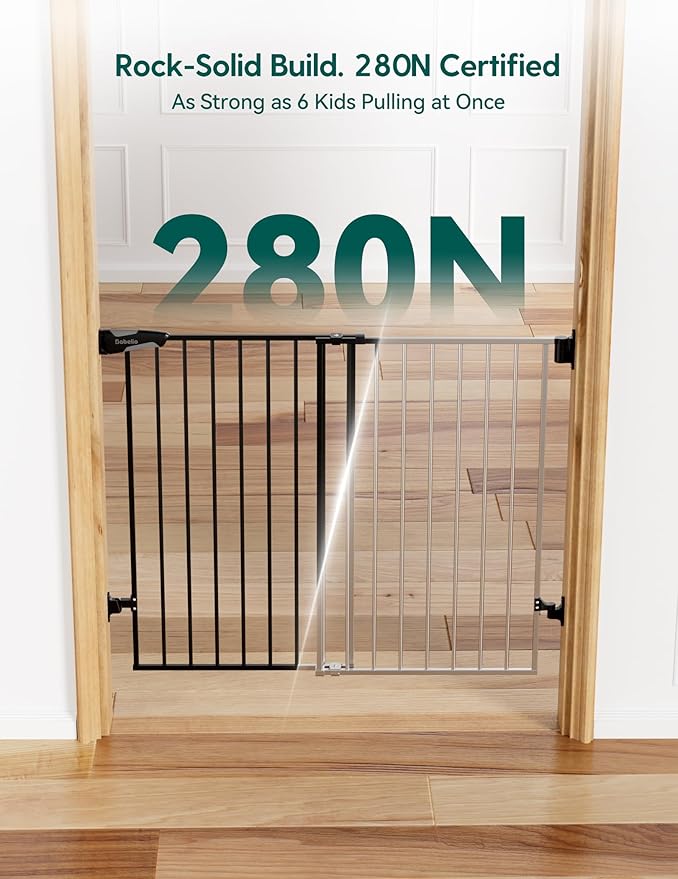 Babelio Baby Gate for Stairs, Kitchen & Doorways, No Bottom Bar| Easy - Image 4