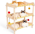 Large 3-Layer Cat Hammock Bed, Breathable Washable Covers, Wooden Pet Furniture by MITREL