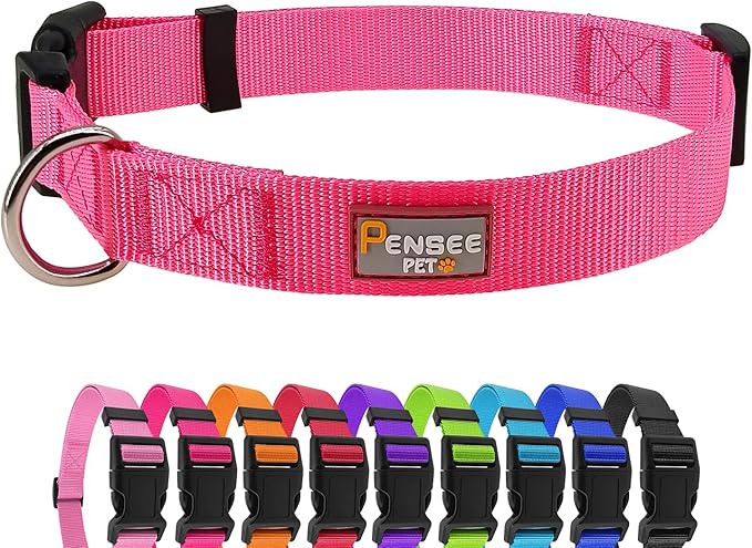 Dog Collar Hot Pink Basic Dog Collars by Penseepet