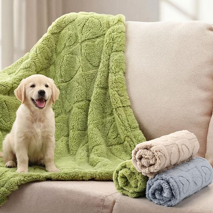 Tegeme 3 Pcs Small Dog Blanket 280 GSM Washable Pet Bed Cover Soft Fluffy Puppy - Image 2