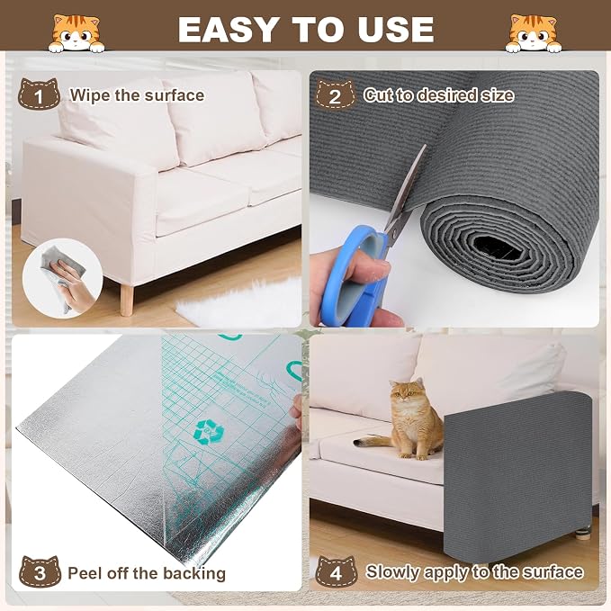 Cat Scratch Furniture Protector, 23.6"x15.8" Cat Scratching Mat, Trimmable - Image 6