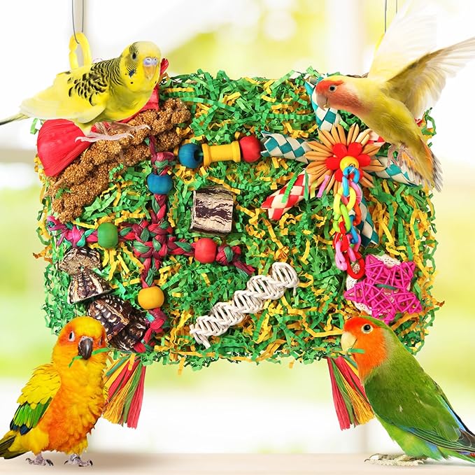Bird Toys Parakeet Toys, Large-Sized Parrot Foraging & Shredding Cage Hanging - Image 5