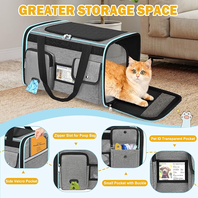 HUANLANG Soft-Sided Cat Carrier Airline Approved, Dog Carriers - Image 2