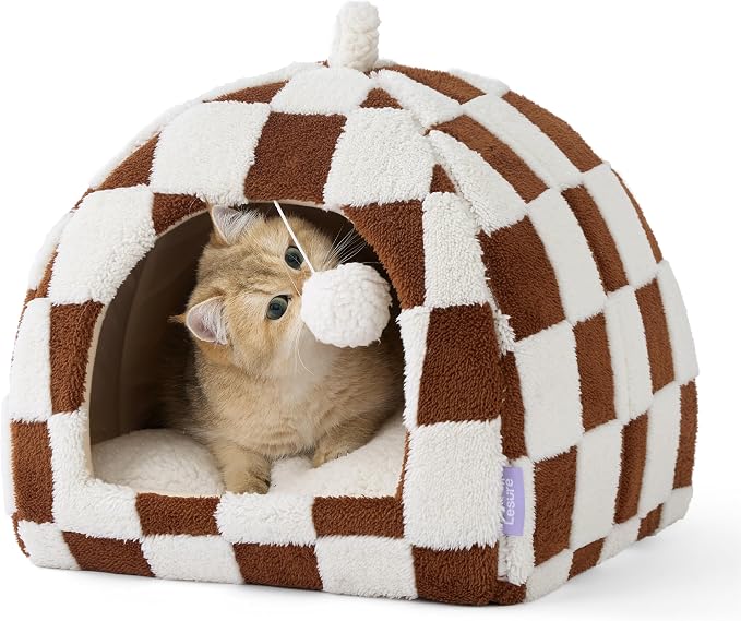 Lesure Cute Cat Beds for Indoor Cats - 2 in 1 Cat Cave Bed for Kittens and by Lesure