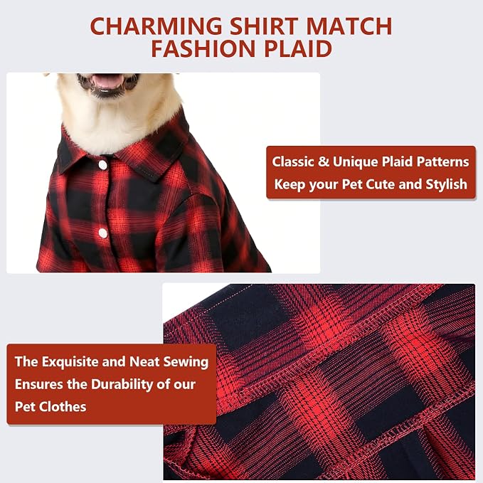 Koneseve Dog Shirt, Pet Plaid Clothes Shirt T-Shirt, Sweater Bottoming Shirt - Image 4