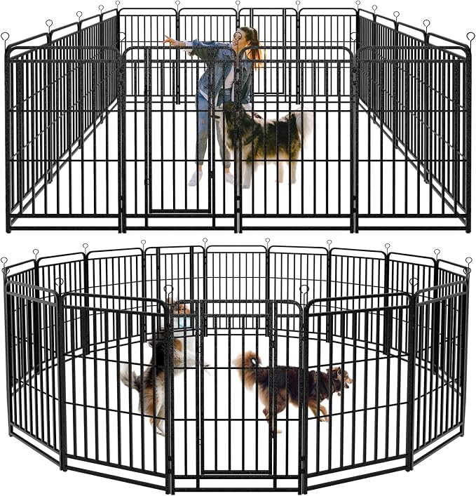 Heavy Duty Dog Playpen: 16 Steel Panels 47" Height, Square Steel Pipe by Committedtobetterpetlife
