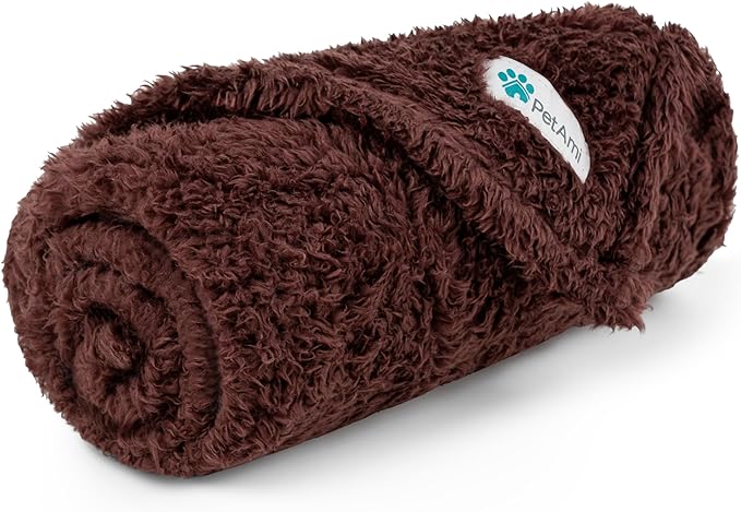 PetAmi Dog Blanket for Small Dogs Brown, Fluffy Soft Puppy Blanket, Sherpa by PetAmi