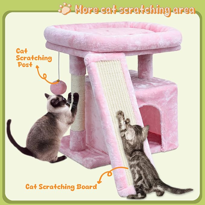 Small Pink Cat Tree for Indoor Cats, Cute Cat Tower - Image 3