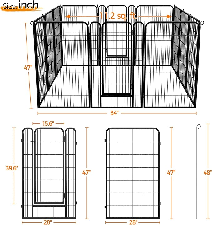 Yaheetech Dog Playpen Outdoor, 47 inch 12 Panels Dog Pen Indoor Heavy Duty - Image 7