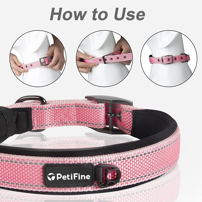 PetiFine Dog Collar for Large Dogs, Neoprene Padded and Adjustable, Reflective - Image 6