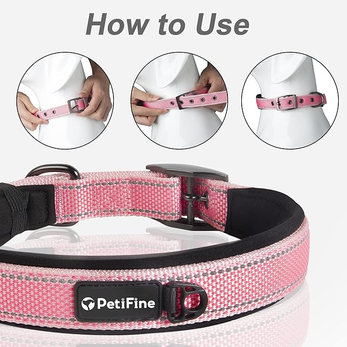 PetiFine Dog Collars for Small Dogs, Neoprene Padded Dog Collar, Reflective - Image 6