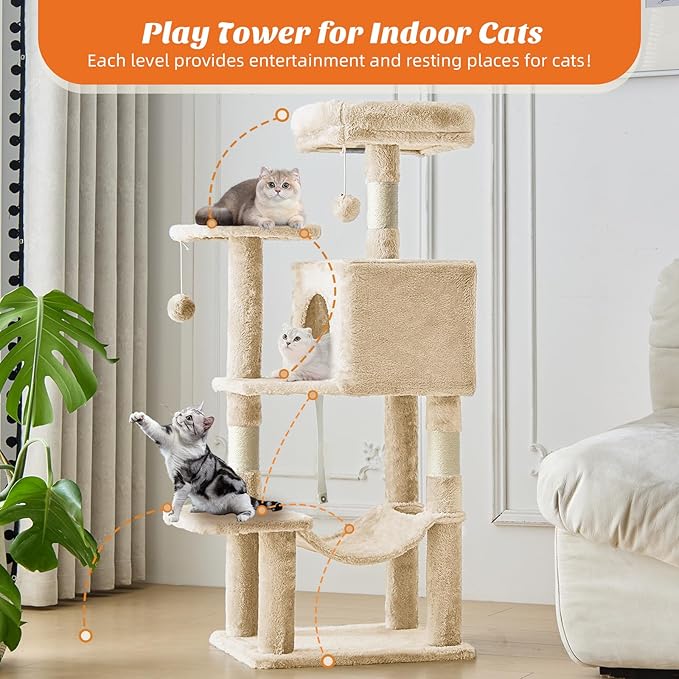 Sweetcrispy 44 Inch Cat Tree Tower, Cat Climbing Tower - Image 2