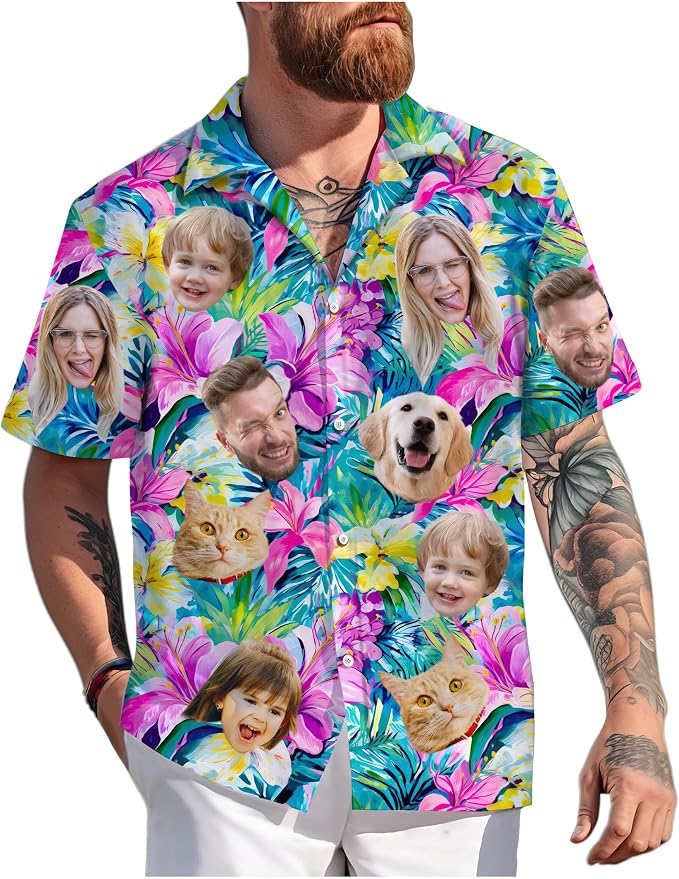 Custom Hawaiian Shirt with Face Photo Picture by GLOXO