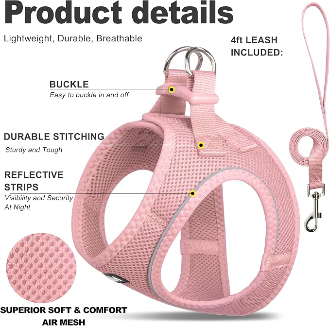 Fida Comfy Dog Harness with Leash, Soft Puppy Vest Escape Proof, Breathable - Image 3