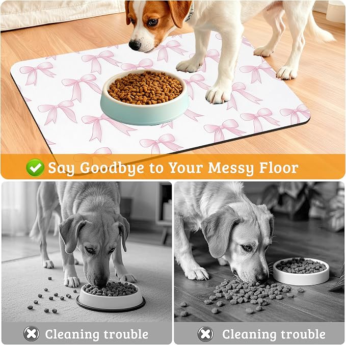 Pet Feeding Mat, Non-Slip Water Bowl Placemat, Pet Supplies 12" x 20" - Image 4