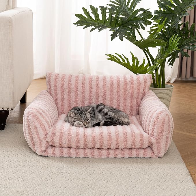 Hollypet Cat Bed Fluffy Plush Mutifuctional Double-Layer Soft Pet Couch - Image 4
