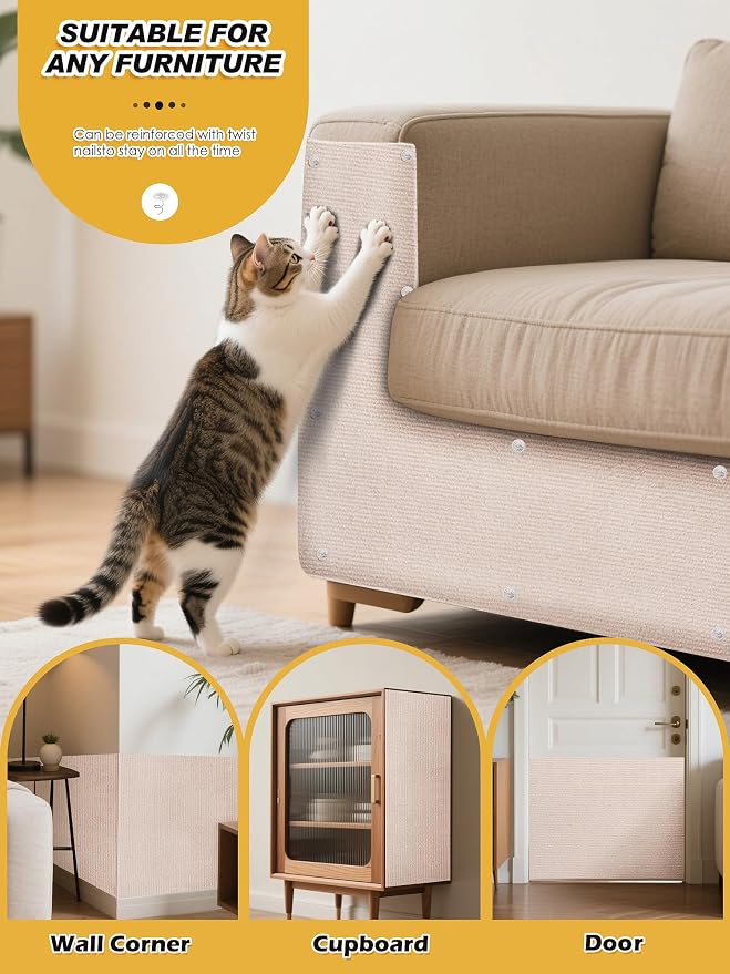 2PCS 39.4"x15.8" Cat Scratch Mat, Trimmable Self-Adhesive Carpet, DIY Climb Cat - Image 6