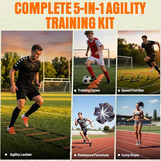 Agility Ladder, Soccer Football Training Equipment Set - 20ft Speed Ladder - Image 4
