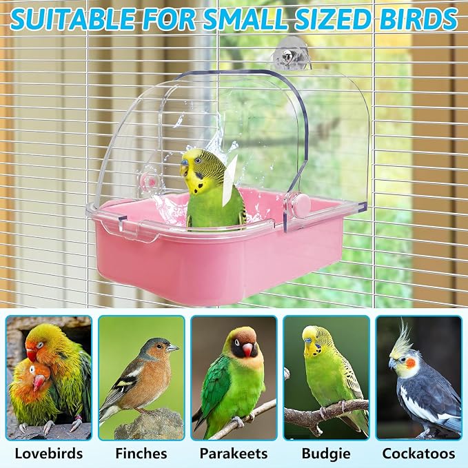 Tfwadmx Bird Cage Bath Hanging Parrot Bath Tub Water Shower Food Feeder Holder - Image 6