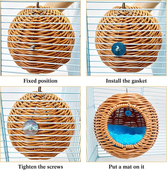 BNOSDM Rattan Bird Nest Parrot Nesting House Parakeet Nesting Soft Lovebird - Image 4
